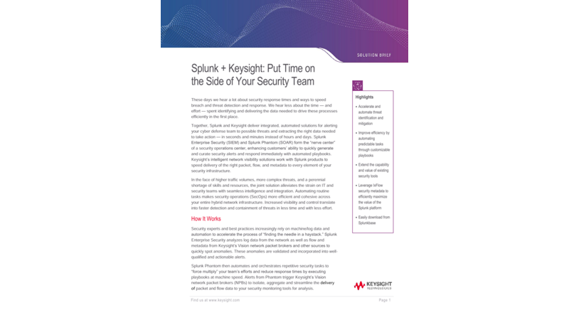 Splunk + Keysight: Put Time on the Side of Your Security Team